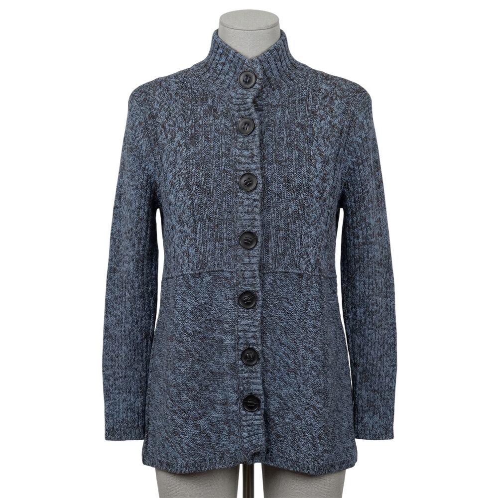 Nomadic Traders Sweater L Blue Brown Button Up Cardigan Cabin Nordic Layering
